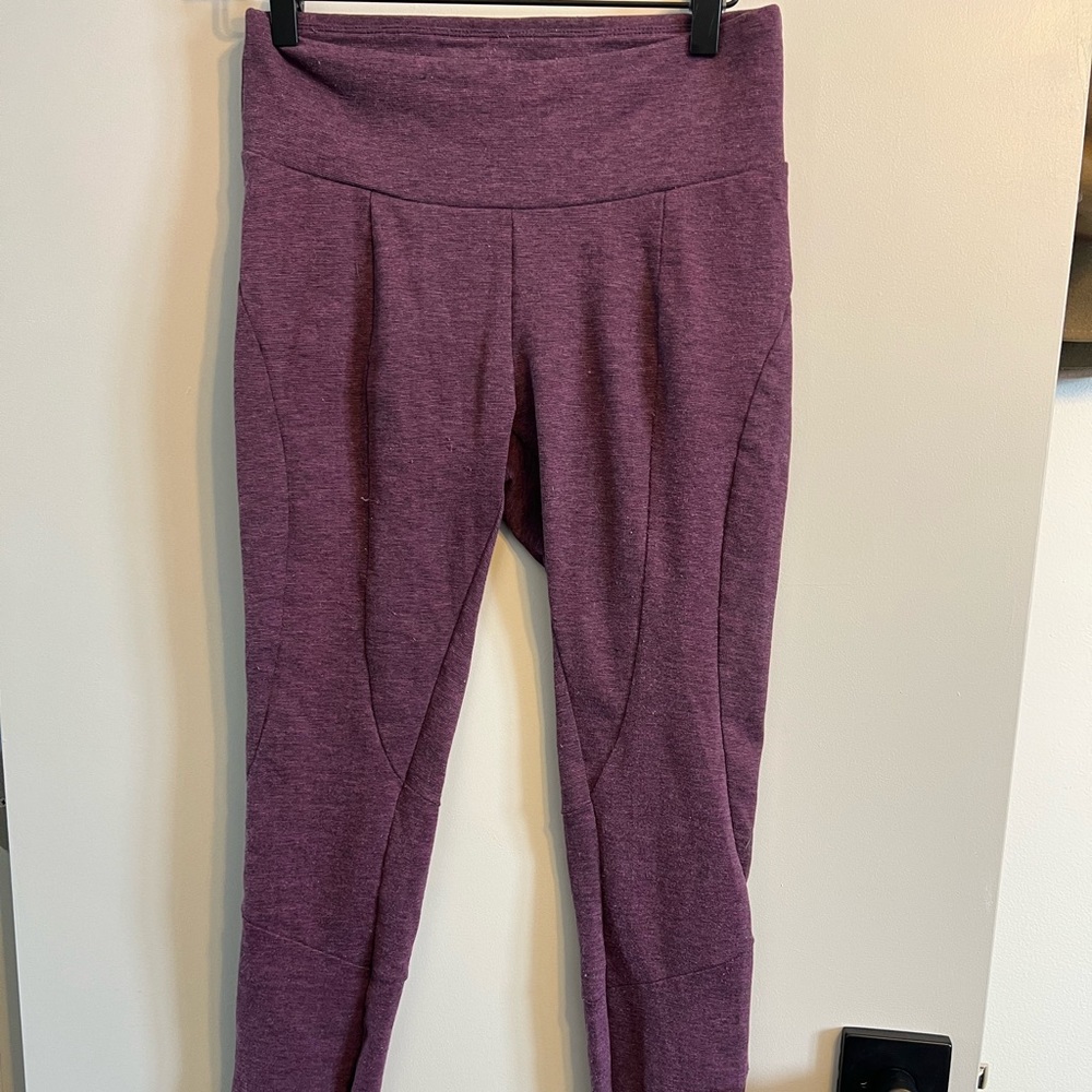 Prana Thick Stretchy Purple Pink Fuschia Leggings Workout Pant Women Size Med